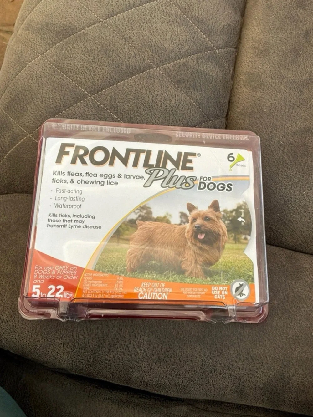 FRONTLINE Plus Flea & Tick Control For Dogs 5 - 22 Lbs.  6 - Doses - New Sealed